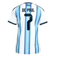 Stroje piłkarskie Argentyna Rodrigo De Paul #7 Koszulka Podstawowej dla damskie MŚ 2026 Krótki Rękaw